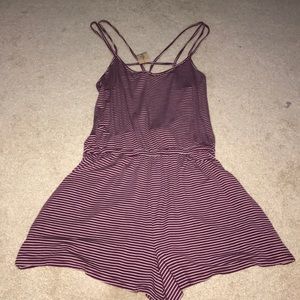 American Eagle striped burgundy romper